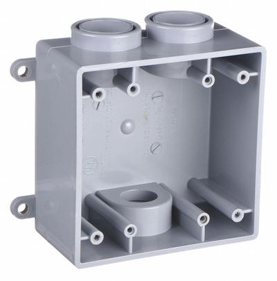 CANTEX Electrical Box: PVC, Rectangular, 2 Gangs, 3/4 in Hub Size, 35.3 cu in Capacity - PVC & Non-Metallic Weatherproof Electrical Boxes