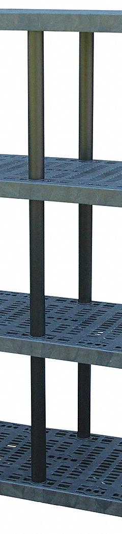 STRUCTURAL PLASTICS Plastic Shelving: 48 in x 24 in, 75 in Overall Ht, 4 Shelves (MPN S4824x4). Key specifications — Resistance Properties: Corrosion-Resistant; Frame Material: Plastic; Shelving Material: High Density Polyethylene; Brand: STRUCTURAL PLASTICS.