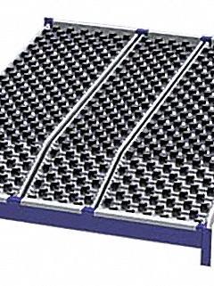 UNEX ROLLER RACK Gravity Flow Shelf: Tilt, 48 in x 72 in x 2 5/8 in, 3,000 lb Shelf Capacity, Steel (MPN RR99K2W4X6-L). Key specifications — Shelf Angle: Tilt; Finish: Powder Coated; Material: Steel; Brand: UNEX ROLLER RACK.