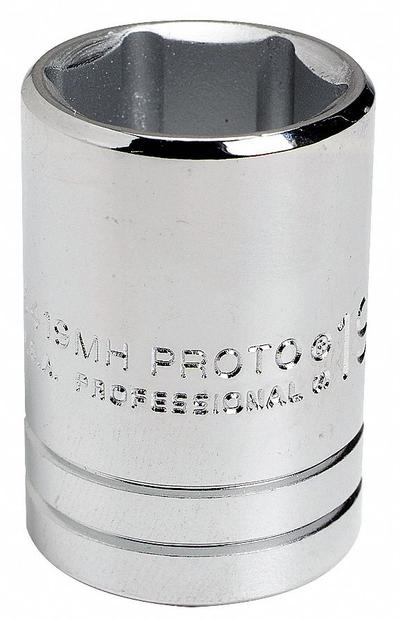 PROTO Socket: Metric, 1/2 in Drive Size, 14 mm Socket Size, 6-Point, Std, Chrome - 1/2" Drive Hand Sockets