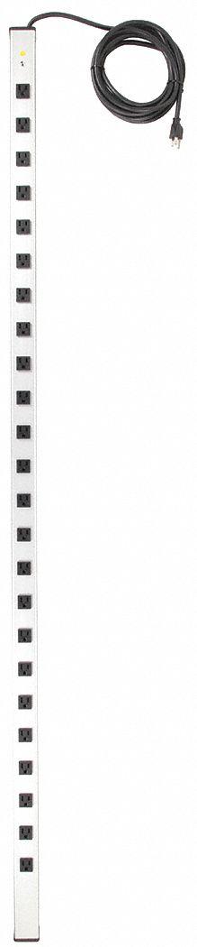 APPROVED VENDOR Outlet Strip: 24 Outlets, 15 ft Cord Lg, 15 A Current - Industrial Power Strips
