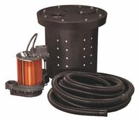 LIBERTY PUMPS Sump Pump System: 7 gal Basin, 1/3 hp, 18 gpm @ 10' of Head, 21 ft Max. Head, 1/2 in (MPN CSP-237). Key specifications — Discharge Location: Top; Brand: LIBERTY PUMPS; Includes: Hardware; Switch: Integral Vertical.