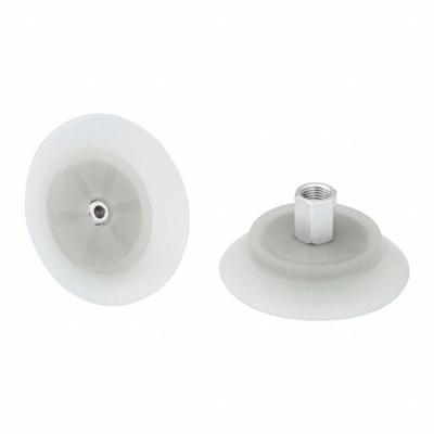 SCHMALZ Vacuum Pad Assembly: Flat, 1/4 in NPT Vacuum Port, 77.2 mm Pad Dia, Clear - Flat Type Food-Safe Fast-Handling Vacuum Pad Assemblies