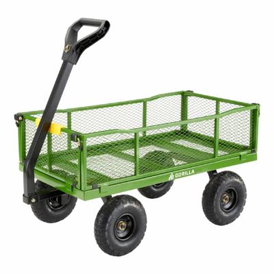 GORILLA cart: 900 lb Cap, 40 in L x 21 in W x 13 in H Deck, D-Shaped, 14 ga Frame - Flow-Through High-Volume Side-Panel Metal Deck Trucks