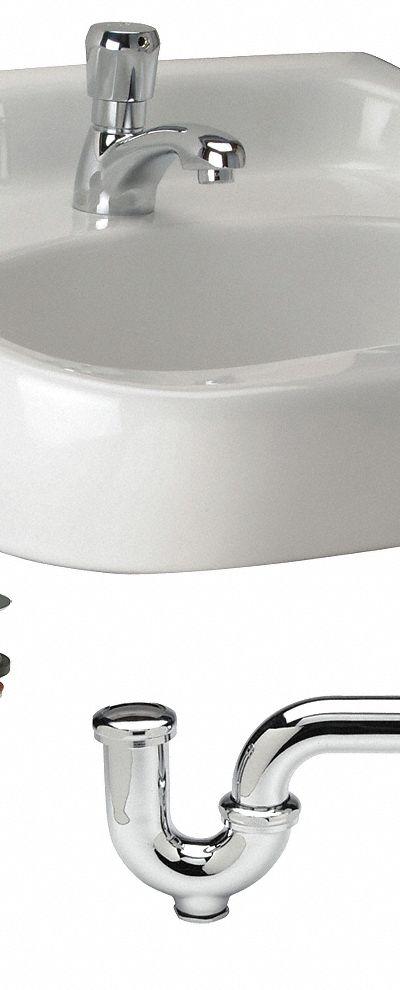 ZURN Bathroom Sink: Z5350 Std Lavatories - One-Station Wall-Mounted Bathroom Sinks with Faucets