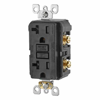 LEVITON Receptacle: Decorator Duplex, 5-20, Black, 125V AC, 20 A, 2 Pole / 3 Wire (MPN AFTR2-E) - General Purpose Receptacles
