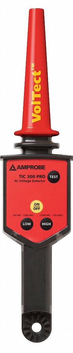 AMPROBE Hot Stick-Compatible High-Voltage Detector: 30 V to 122 kV, 1.5 in to 51 in, 50 Hz/60 Hz (MPN TIC 300 PRO). Key specifications — IP Rating: Not Rated; Compatible Hot Stick: TIC 410A; Brand: AMPROBE; Product Type: Hot Stick-Compatible High-Voltage Detector; Manufacturer Part Number: TIC 300 PRO; Includes: Hard Carrying Case.