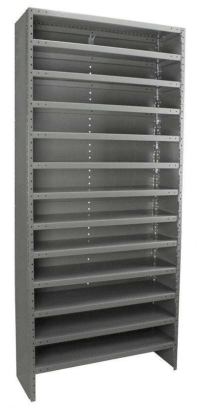 AKRO-MILS Metal Shelving: 36 in x 12 in x 79 in, 1 Sided, Open - Metal Stationary Bin Shelving Without Bins