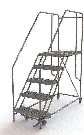 TRI-ARC Mobile Work Platform: 4.2 ft Platform Ht - Max, 24 in x 35 in, Steel - Manual-Lock Rolling Single-Access Platforms