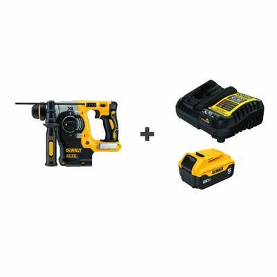 DEWALT Cordless Rotary Hammer: D-Handle, 20V DC, SDS-Plus, 1 in max, 5.0 Ah, 1.5 ft-lb - DEWALT Cordless Rotary Hammers