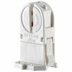 LEVITON Lampholder: Lamp Holder, Miniature Bi-Pin (G5), 120 W Watt, 600V AC Volt, White (MPN 13654-TWP). Key specifications — attr234509: Miniature Bi-Pin (G5); attr234515: 600V AC; attr327041: Lamp Holder; attr239872: LEVITON; attr234516: White; attr234535: With Panel Locator Post.