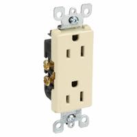 LEVITON Receptacle: Decorator Duplex, 5-15, Ivory, 125V AC, 15 A, 2 Pole / 3 Wire (MPN 5325-I)