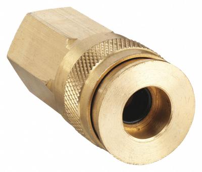 SPEEDAIRE Quick Connect Hose Coupling: 1/4 in Body Size, 1/4 in Hose Fitting Size - Universal Interchange Brass Quick-Connect Air Coupling Bodies