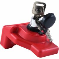 APPROVED VENDOR Gladhand Lock: Plastic, Red, Keyed Alike, 004, 3 3/8 in Ht, 2 5/8 in Dp (MPN 000879-0). Key specifications — Brand: APPROVED VENDOR; Keying: Keyed Alike; Key Number: 004.
