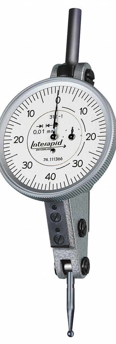 TESA BROWN & SHARPE Tilted Face Dial Test Indicator: 0 mm to 1.6 mm - Dial Test Indicators - Horizontal & Tilted-Face Styles