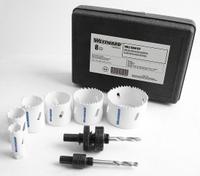 WESTWARD Hole Saw Kit: 8 Pieces, 1 1/2 in Max. Cutting Dp, Bi-Metal, 4/6 Teeth per Inch (MPN 29VX18). Key specifications — attr1098178: 4/6; attr1098172: WESTWARD.