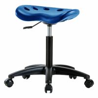 Stool: Polyurethane, Ht Range 19 in to 26 1/2 in, 17 in Seat Wd, 14 in Seat Dp, 0 Glides, 5 Casters (MPN PTMBSL-RG-NF-RC-BLU). Key specifications — Brand: APPROVED VENDOR; Foot Support: No; Base Material: Fiberglass; ESD-Safe: Not ESD Safe; Number of Casters: 5.