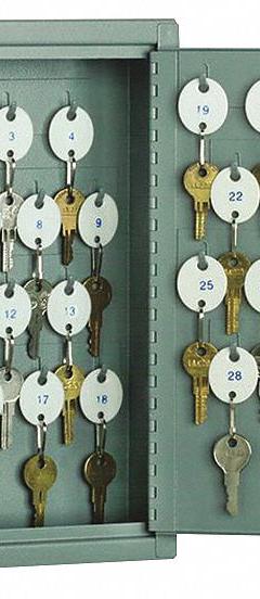 Key Cabinet: 30 Key Capacity, Steel, Gray, 12 1/4 in Ht, 8 in Wd, 2 5/8 in Dp, Wall Mount (MPN 7125-01-151-5435). Key specifications — Brand: ABILITY ONE; Finish: Enamel; Includes Key Tags: Includes Key Tags; Includes Mounting Hardware: Mounting Hardware Included; Color: Gray; Mounting Location: Wall; Material: Steel.