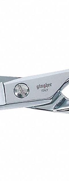 GINGHER Scissors: Ambidextrous, 5 in Overall Lg, Straight, Stainless Steel, Rounded, Silver (MPN 220060-1001). Key specifications — attr308500: Stainless Steel; attr308502: Silver; attr308505: Ambidextrous; attr308522: Multipurpose; attr324896: GINGHER.