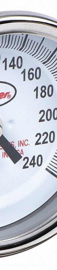 DWYER Dial Thermometer: 0°F to 240°F, ±2%Full Scale Accuracy, 6 in Stem Lg, 3 in Dial Dia (MPN BTLR36051). Key specifications — Accuracy: ±2 % Full Scale; Brand: DWYER.