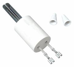 Hot Surface Igniter: OEM, Silicon Carbide, 1 3/8 in Lead Lg, 120V AC, Spade Terminals, 2 in Probe Lg (MPN 767A-375). Key specifications — Electrical Connection Type: Spade Terminals; Manufacturer Part Number: 767A-375; Brand: WHITE-RODGERS; Input Voltage: 120V AC; Replacement for OEM Brands: Robertshaw.