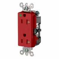 LEVITON Duplex Receptacle Outlet: Hospital Grade, Duplex, 5-20R, Red, 125V AC, 20 A, 2 Pole / 3 Wire (MPN 16362-SGR)