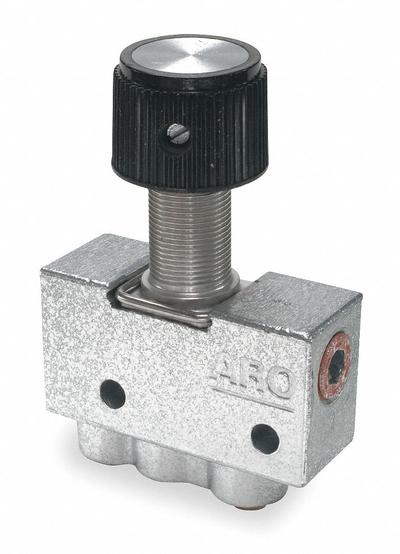 ARO Manual Air Control Valve: 200, Two-Way / Two-Position, Panel, Black - ARO 200 Series Manual Air Control Valves