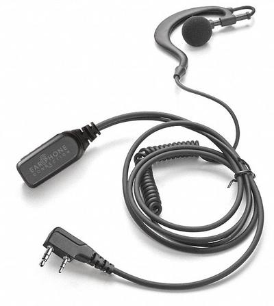 EARPHONE CONNECTION Earpiece: Fits Kenwood, Ear Hook, Push To Talk, Black, 1 Wires - Kenwood-Compatible Earpieces & Headsets