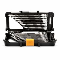 GEARWRENCH Combination Ratcheting Wrench Set: Alloy Steel, Full Polish Chrome, Std, 12-Point Box End (MPN 35720-06). Key specifications — attr309581: Full Polish Chrome; attr309580: Alloy Steel; attr309571: No; attr309583: No; attr309587: Yes; attr324931: GEARWRENCH.