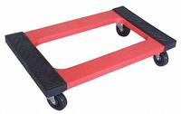 APPROVED VENDOR General Purpose Dolly: 1,200 lb, Red, 30 in L x 18 in W x 7 in H Deck, (4) Swivel (MPN 35YM02). Key specifications — Brand: APPROVED VENDOR; Color: Red; Caster/Wheel Configuration: (4) Swivel; Lip Type: Flush; With Tow Eye: No.