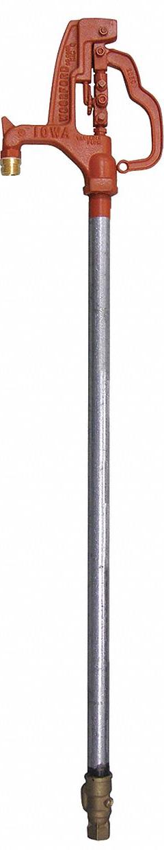 WOODFORD MFG. Yard Hydrant: Stainless Steel, Galvanized, 18 gpm Flow Rate, 6 ft Bury Dp (MPN Y34-6). Key specifications — Rod Material: Stainless Steel; Brand: WOODFORD MFG.; Color/Finish: Galvanized.