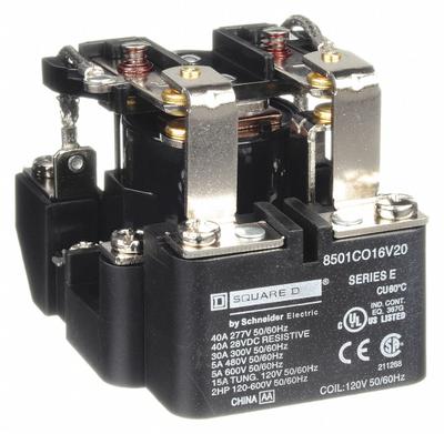 SCHNEIDER Open Power Relay: Surface Mounted, 30 A Current Rating, 120V AC, DPDT - Surface-Mounted Relays