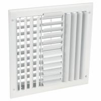 Sidewall/Ceiling Register: Ceiling/Wall, 13 3/4 in H, 13 3/4 in W, Louvered, Powder Coated, White (MPN 4MJL1). Key specifications — Adjustable Blades: Yes; Brand: APPROVED VENDOR; Airflow Directions: Four-Way; Grille Color: White.