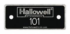 HALLOWELL Numbers 101 to 200: 2 3/8 in x 1 in, 100 Plates, 101 to 200, Aluminum, NPH101-200. Key specifications — Manufacturer Part Number: NPH101-200; Brand: HALLOWELL; Material: Aluminum; Number Range: 101 to 200; Product Type: Number Plates; Color: Black with White Lettering.
