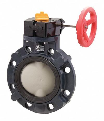 ASAHI Butterfly Valve: 12 in Pipe Size, Concentric, 100 psi Max. Pressure (CWP) - PVC General-Service Butterfly Valves