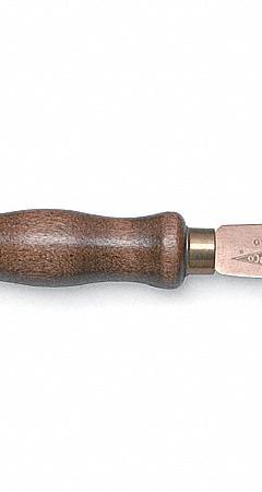 AMPCO Linoleum Knife: Straight, 4 1/2 in Blade Projection Lg, 7 1/2 in Overall Lg, Copper Nickel (MPN K-40). Key specifications — attr307492: Curved; attr307493: Wood; attr307491: Copper Nickel; attr324881: AMPCO.