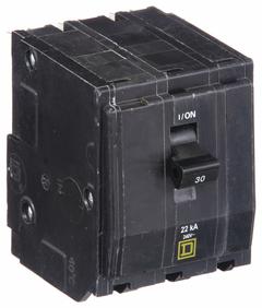 SQUARE D Miniature Circuit Breaker: 30 A, 120/240V AC, Three Phase, 22kA at 120/240V AC, 3 Poles (MPN QO330VH). Key specifications — Phase: Three; Amps: 30 A; AC Voltage Rating: 120/240V AC; Max. AIR Rating: 22kA at 120/240V AC; For Use With: QO Load Centers and NQ Panelboards; Brand: SQUARE D.
