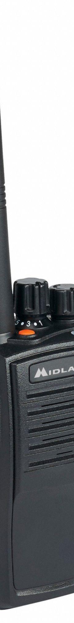 MIDLAND Handheld Two Way Radio: BizTalk MB Series, UHF, 4 W, 16 Channels, No Display, 10 hr, Li-Ion (MPN MB400). Key specifications — Color: Black; FCC License Required: Yes.