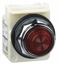 SCHNEIDER ELECTRIC Pilot Light: 30 mm Panel Mounting Size, Red, Incandescent, 9001K Series (MPN 9001KP1R31). Key specifications — Series: 9001K; Brand: SCHNEIDER; Includes Push-To-Test: No Push-To-Test Included.