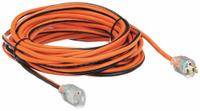 APPROVED VENDOR Extension Cord: Outdoor Use, 50 ft Lg, Outlet, 5-15P, 14/3, SJTW, Black/Orange (MPN 1FD55). Key specifications — Brand: APPROVED VENDOR; Temperature Rating: -40° to 167°F; NEMA Plug Configuration: 5-15P.