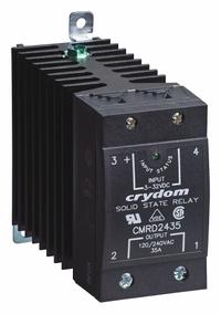 CRYDOM Solid State Relay: DIN-Rail Mounted, 45 A Max Output Current, SCR, AC Output (MPN CMRD4845). Key specifications — Brand: CRYDOM; Current Type: DC; Electrical Connection: Cage Type; Finger Safe: Yes; Input Current: 30 mA; Maximum Output Current without Heat Sink: 45 A; Mounting Style: DIN Rail; Output Voltage: 48 to 530V AC.