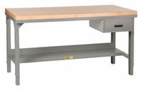 LITTLE GIANT Workbench: Adj Ht, Butcher Block, 72 in x 30 in, 3,000 lb Overall Load Capacity, Gray (MPN WSJ2-3072-AH-DR). Key specifications — Included Components: Drawer; Brand: LITTLE GIANT.