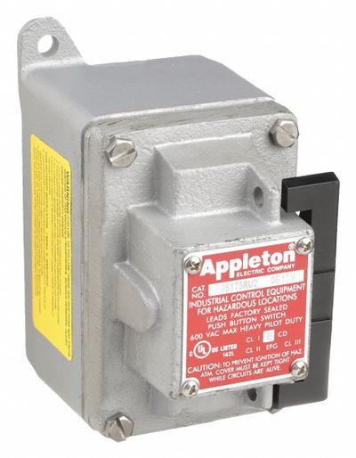 APPLETON ELECTRIC Control Station: 1 Gang, Rocker Arm, 4NO/4NC, On/Off, 0 Pilot Lights, 3/4 in - Rocker-Arm Control Stations