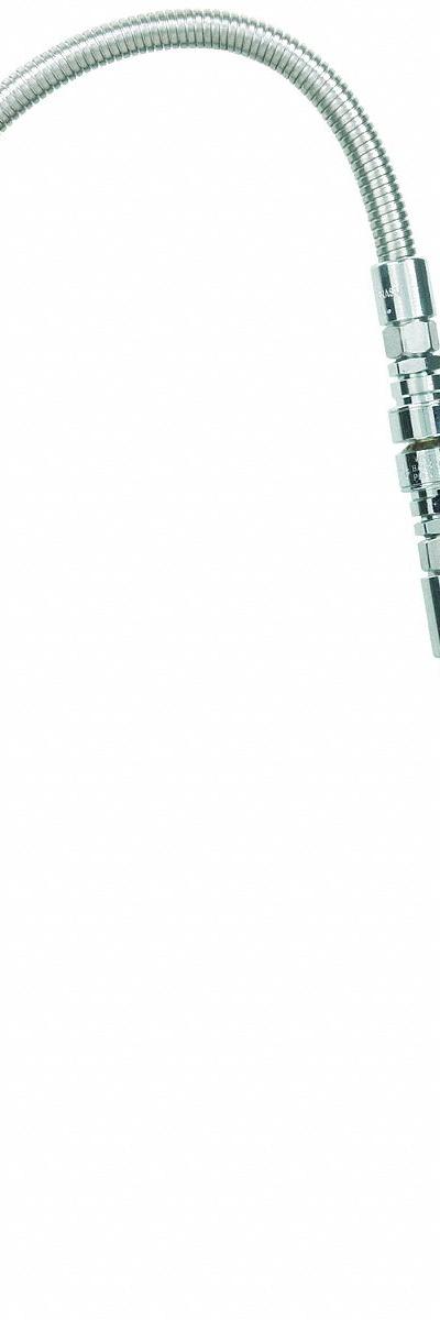 T&S BRASS Pre-Rinse Hose: Stainless Steel, Stainless Steel, 44 in Overall Lg, UN - Faucet Sprayer Hoses
