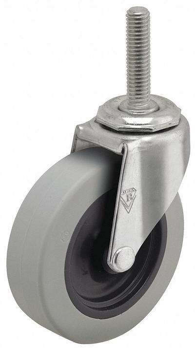 SHEPHERD CASTER Stem Caster: 3 in Wheel Dia., 13/16 in Wheel Wd, 3 1/2 in Mounting Ht, Swivel - NSF-Listed Sanitary Threaded Stem Casters