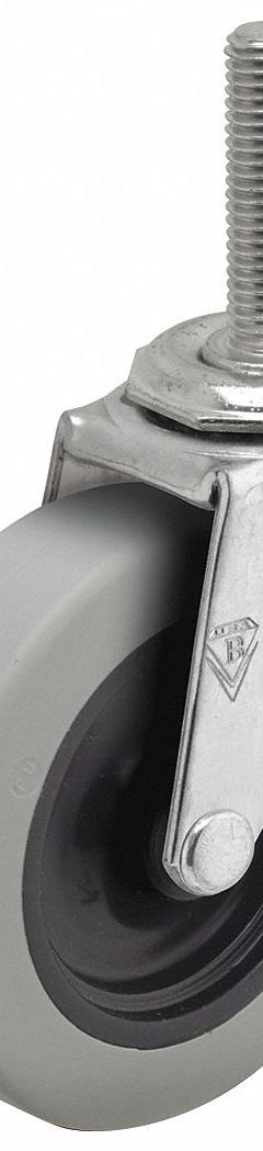 SHEPHERD CASTER Stem Caster: 3 in Wheel Dia., 13/16 in Wheel Wd, 3 1/2 in Mounting Ht, Swivel, Steel (MPN PRE30748ZN-TPU). Key specifications — Brand: SHEPHERD CASTER; Thread Size: 1/2"-13; Wheel Bearing Type: Plain; Wheel/Tread Color: Gray; Roll Up: Swivel.