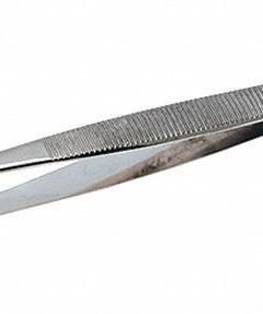 AVEN Tweezers: Stainless Steel, Flat, Bent Tip, 5.16 mm Tip Thick (MPN 18487). Key specifications — attr1002355: Stainless Steel; attr1002345: AVEN; attr1002348: Stainless Steel; attr1002358: Smooth; attr1024781: Standard.