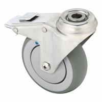 MEDCASTER Bolt-Hole Caster: Swivel, No Brake, Rubber, 4 in Wheel Dia., 1 1/4 in Wheel Wd, Green (MPN SS04AMX125DLHK01). Key specifications — attr1111490: MEDCASTER; attr1176865: Swivel.