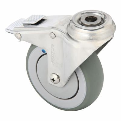 MEDCASTER Bolt-Hole Caster: Swivel, No Brake, Rubber, 4 in Wheel Dia., 1 1/4 in Wheel Wd - Standard Bolt-Hole Casters