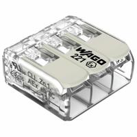 WAGO Lever Wire Connector: 3 Port, 20 AWG – 10 AWG Solid Wire Size Range, 30 A, 440 V, 221 Ex Series (MPN 221-683). Key specifications — attr1307071: WAGO; attr1307104: Lever; attr1351713: 221 Ex.